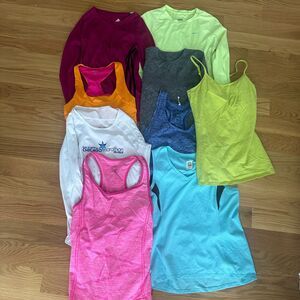 Big lot of 9 pcs of athletic tops tanks t-shirts Size S The North Face